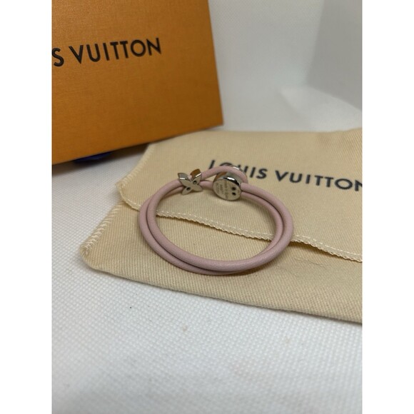 Louis Vuitton Keep A Secret M6677F Pink Leather Metal Bracelet 6 inches - Picture 2 of 13